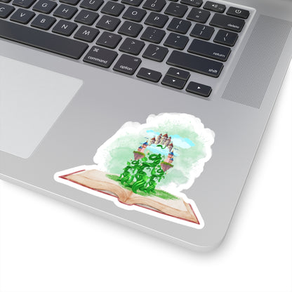 Beanstalk castle fantasy book Kiss-Cut Sticker Paper products Printify 4" × 4" White 