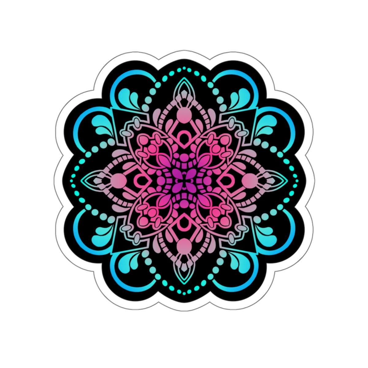 Pink and Turquoise mandala Kiss-Cut Sticker Paper products Printify   