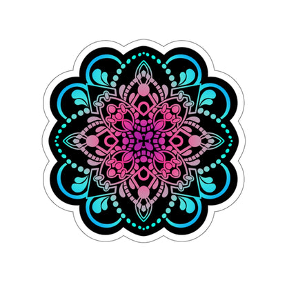 Pink and Turquoise mandala Kiss-Cut Sticker Paper products Printify   