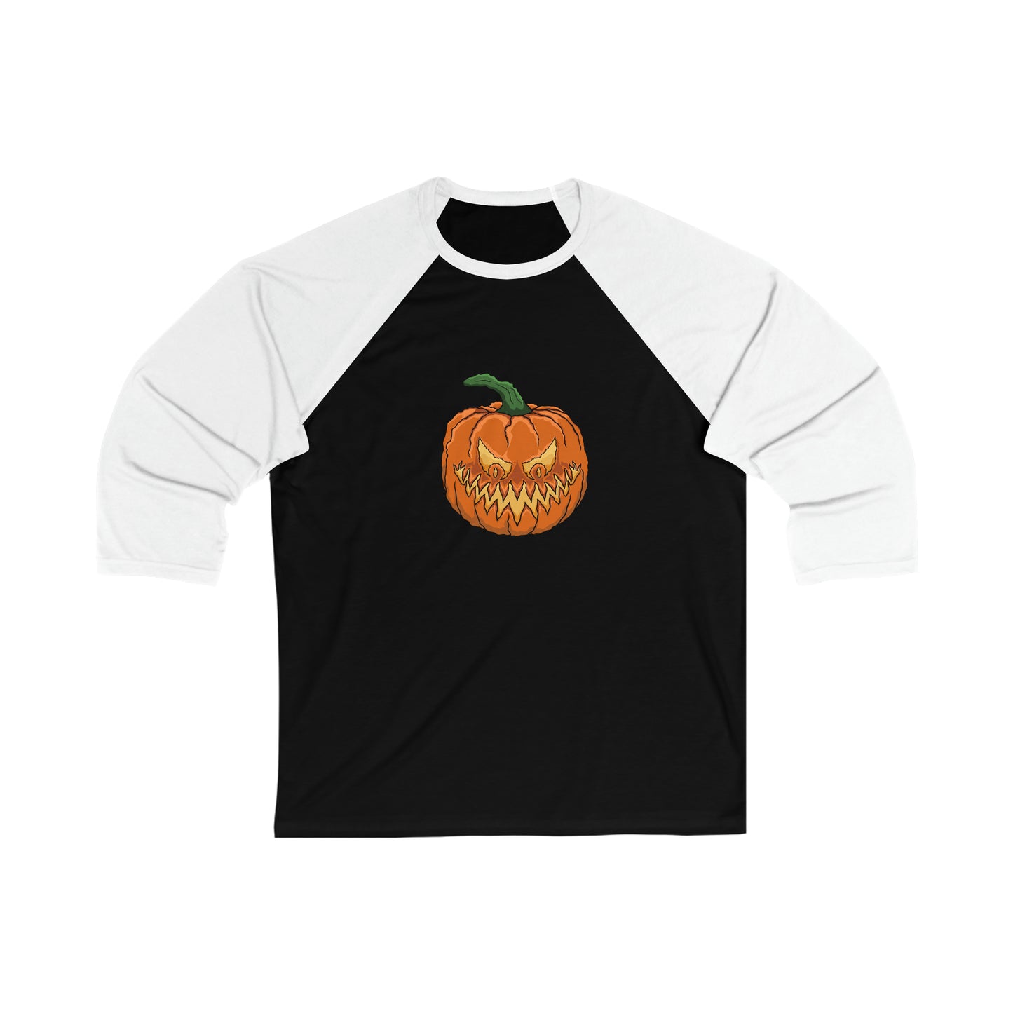 Evil pumpkin Unisex 3\4 Sleeve Baseball Tee Long-sleeve Printify Black/ White XL 