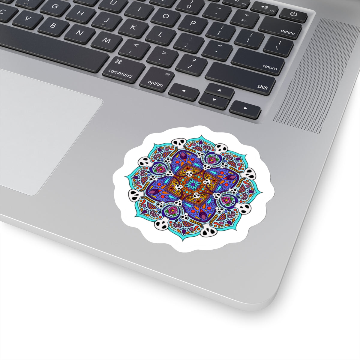 Celebration of skulls mandala Kiss-Cut Sticker Paper products Printify   