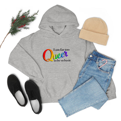 Far too queer Pride Unisex Heavy Blend™ Hooded Sweatshirt Hoodie Printify   