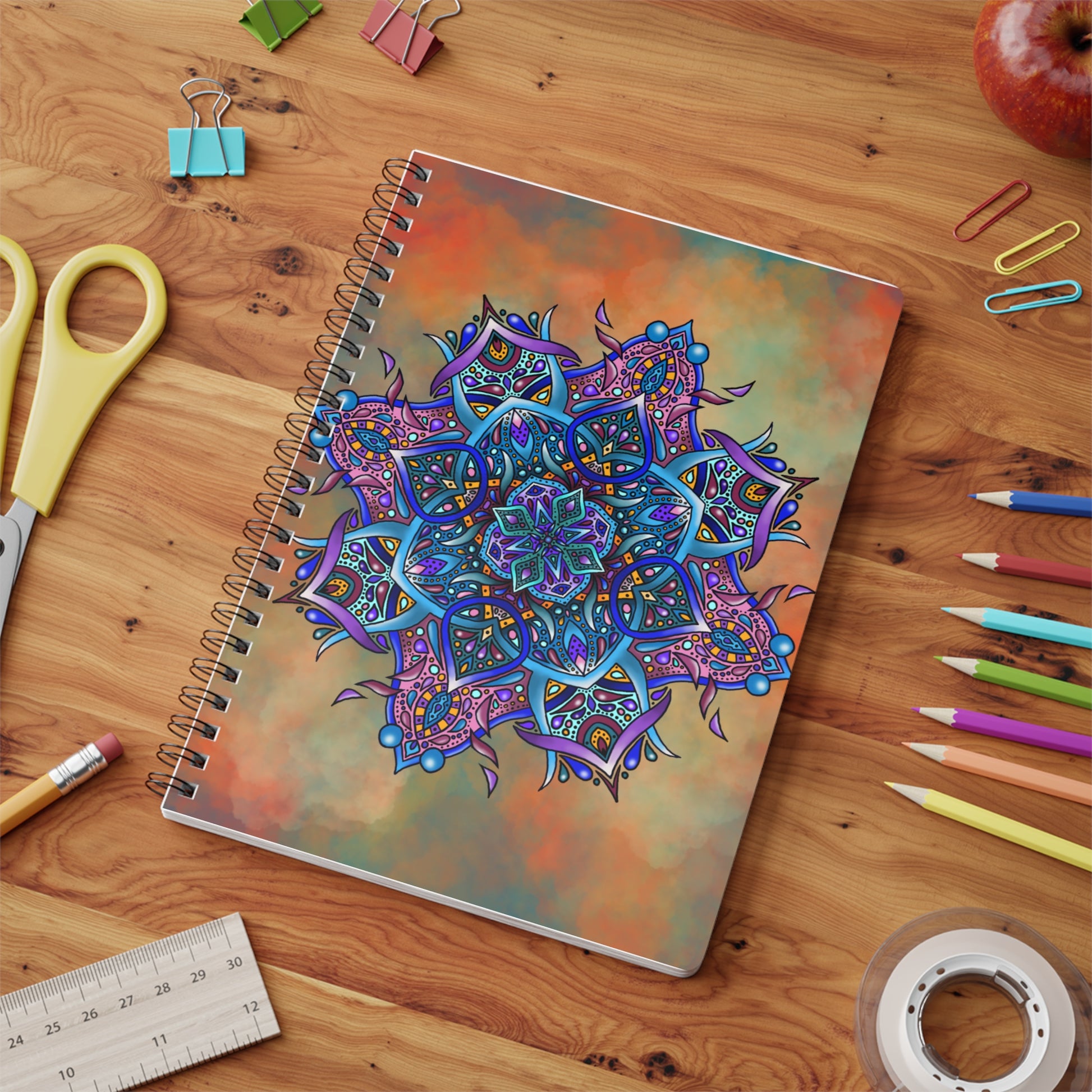 Mandala Wirebound Softcover Notebook, A5 Paper products Printify   