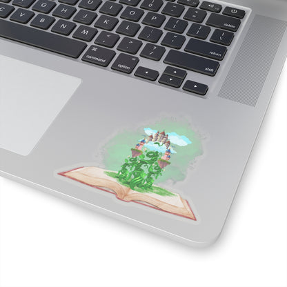 Beanstalk castle fantasy book Kiss-Cut Sticker Paper products Printify 4" × 4" Transparent 