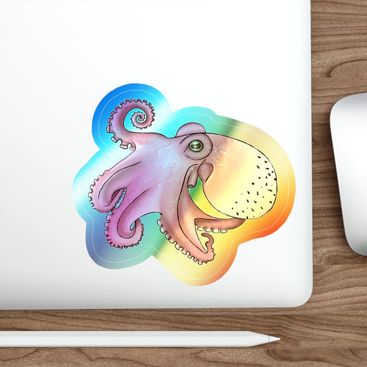 Octopus Holographic Die-cut Sticker Paper products Printify 6" × 6" Die-Cut Holographic