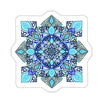 Bright blue mandala Kiss-Cut Sticker Paper products Printify   