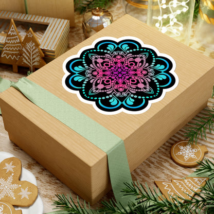 Pink and Turquoise mandala Kiss-Cut Sticker Paper products Printify   