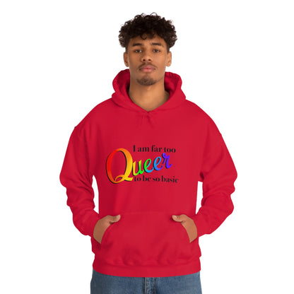 Far too queer Pride Unisex Heavy Blend™ Hooded Sweatshirt Hoodie Printify   