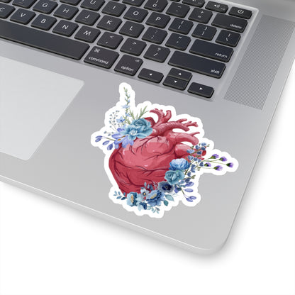 Floral anatomical heart Kiss-Cut Sticker