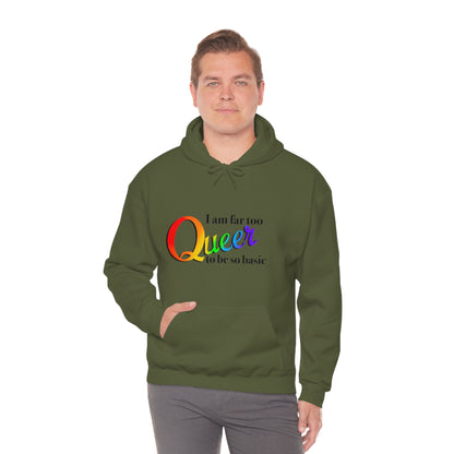 Far too queer Pride Unisex Heavy Blend™ Hooded Sweatshirt Hoodie Printify   