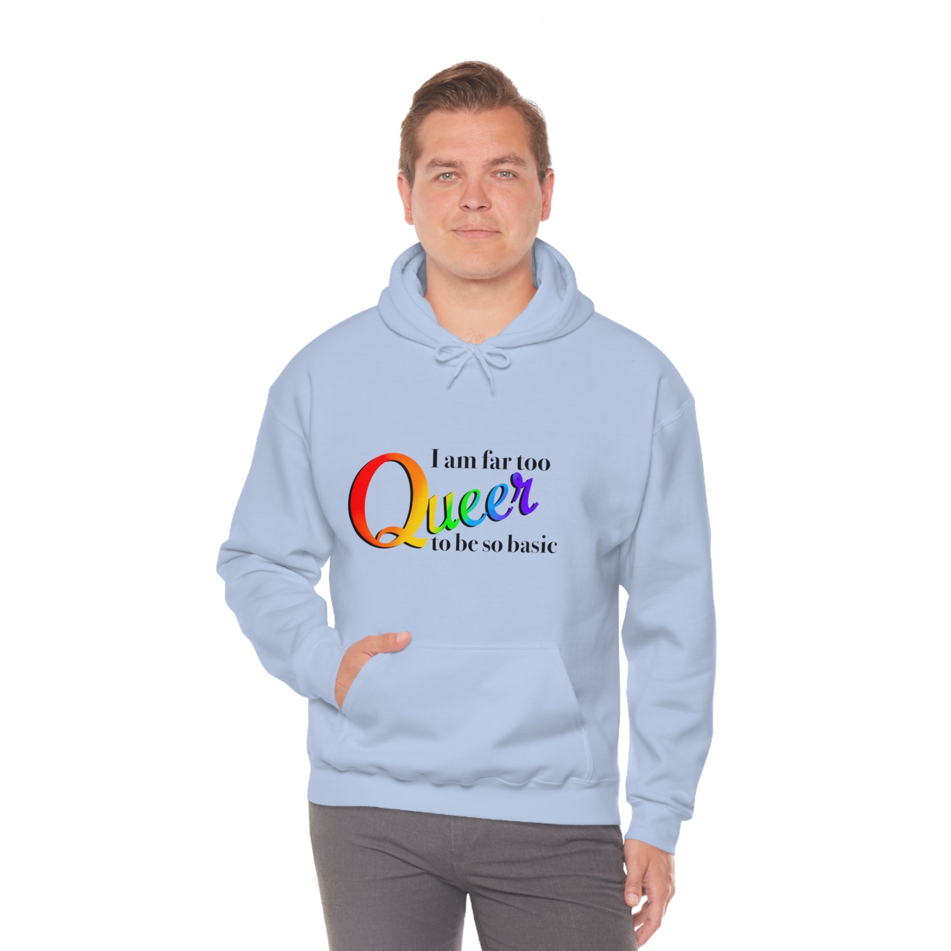 Far too queer Pride Unisex Heavy Blend™ Hooded Sweatshirt Hoodie Printify   