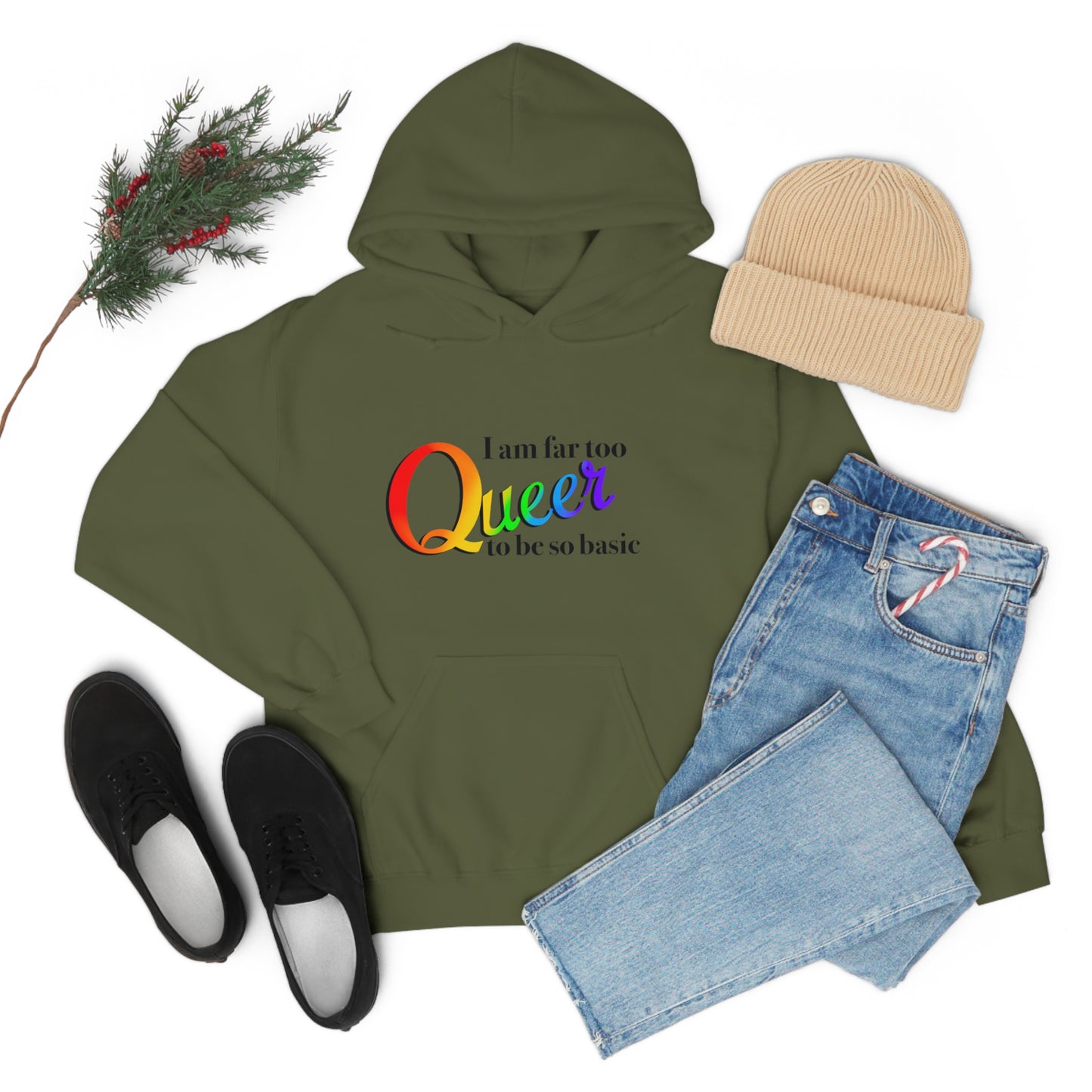 Far too queer Pride Unisex Heavy Blend™ Hooded Sweatshirt Hoodie Printify   