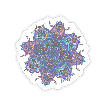 Purple and turquoise mandala Kiss-Cut Sticker Paper products Printify   