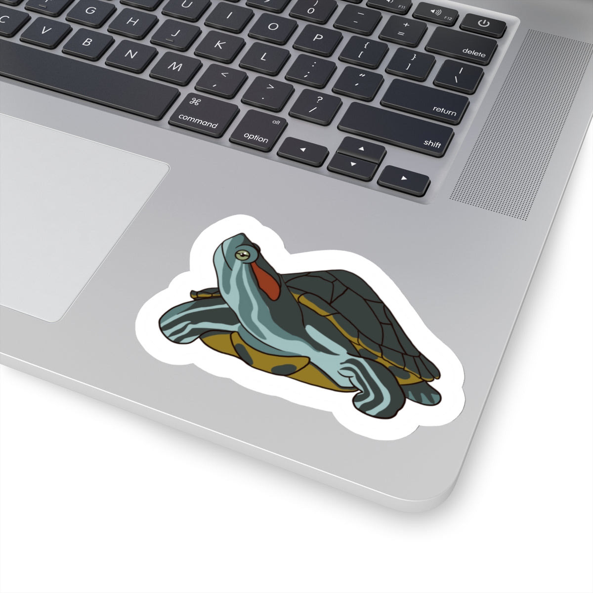 Red eared slider turtle Kiss-Cut Sticker Paper products Printify   