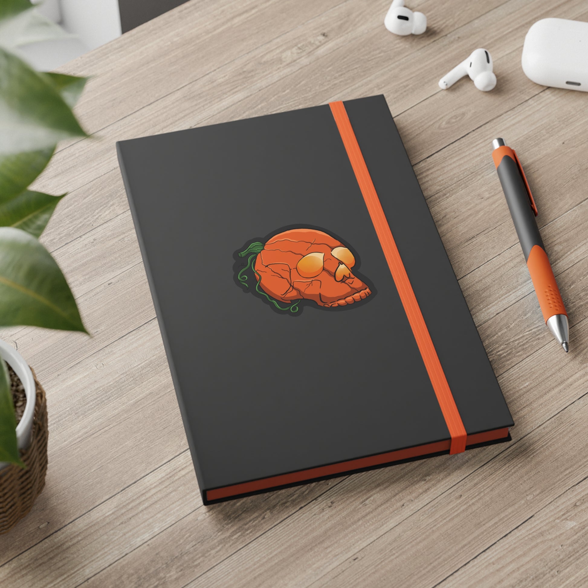 Pumpkin skull Color Contrast Notebook - Ruled Paper products Printify   