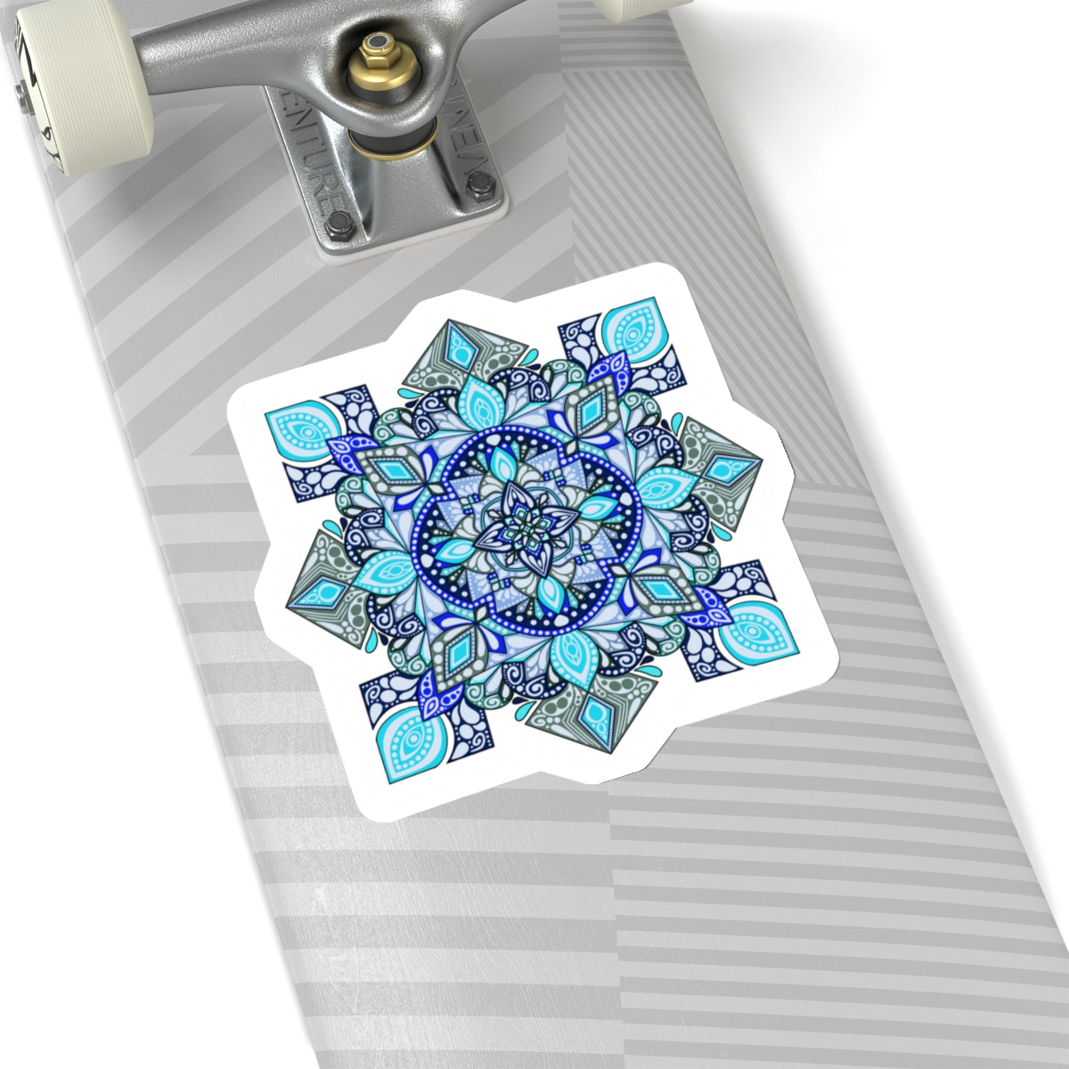 Bright blue mandala Kiss-Cut Sticker Paper products Printify   