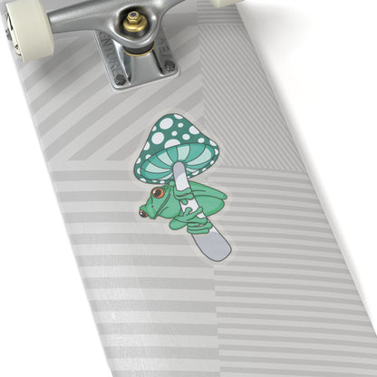 Frog and Mushroom Sticker Paper products Printify 6" × 6" Transparent 