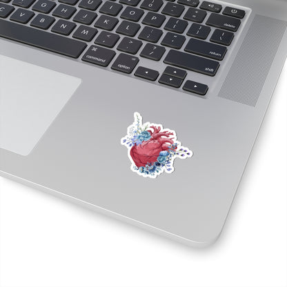 Floral anatomical heart Kiss-Cut Sticker