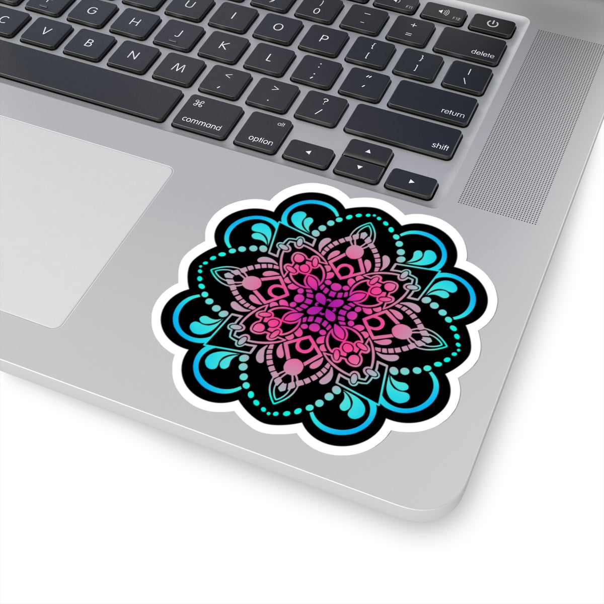 Pink and Turquoise mandala Kiss-Cut Sticker Paper products Printify 4" × 4" White 