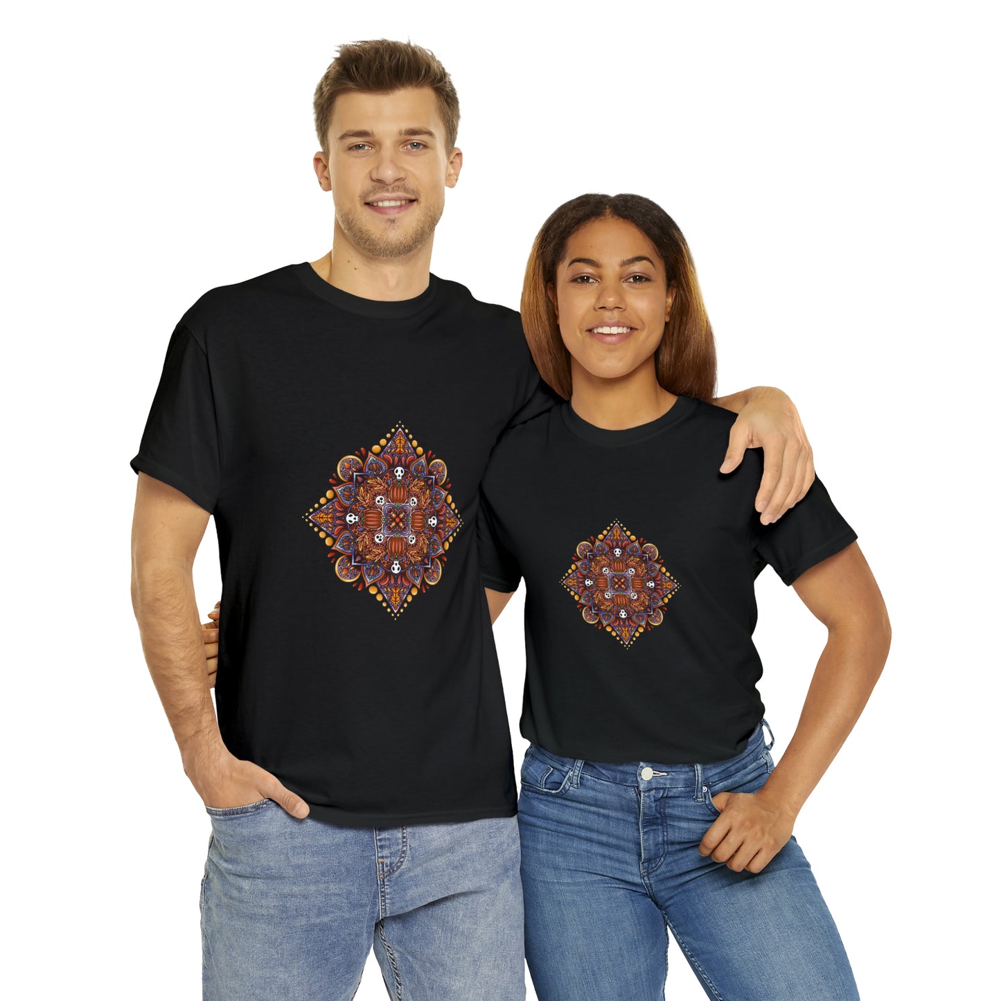 Fall Mandala Unisex Heavy Cotton Tee T-Shirt Printify   