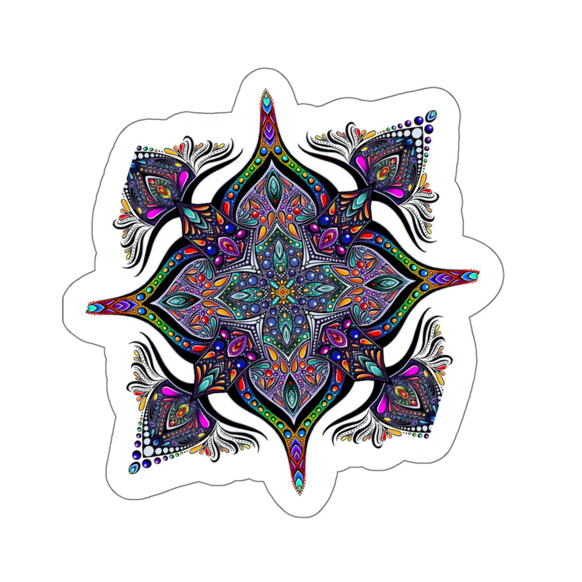 Rainbow mandala Kiss-Cut Sticker Paper products Printify   