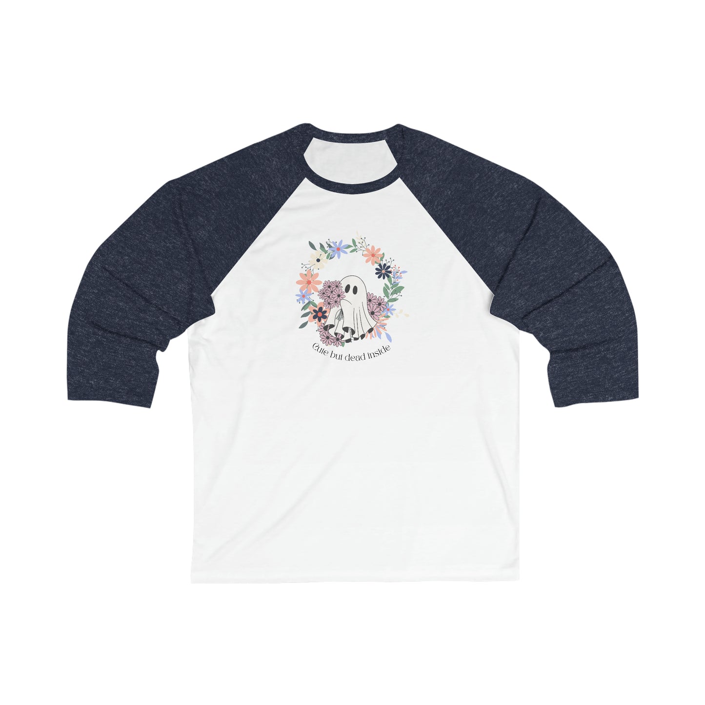 Cute but dead inside Unisex 3\4 Sleeve Baseball Tee Long-sleeve Printify White/ Navy S 