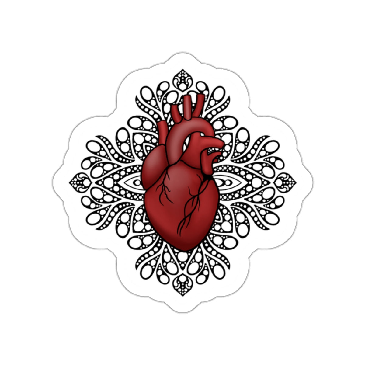 Anatomical heart mandala Kiss-Cut Sticker Paper products Printify   