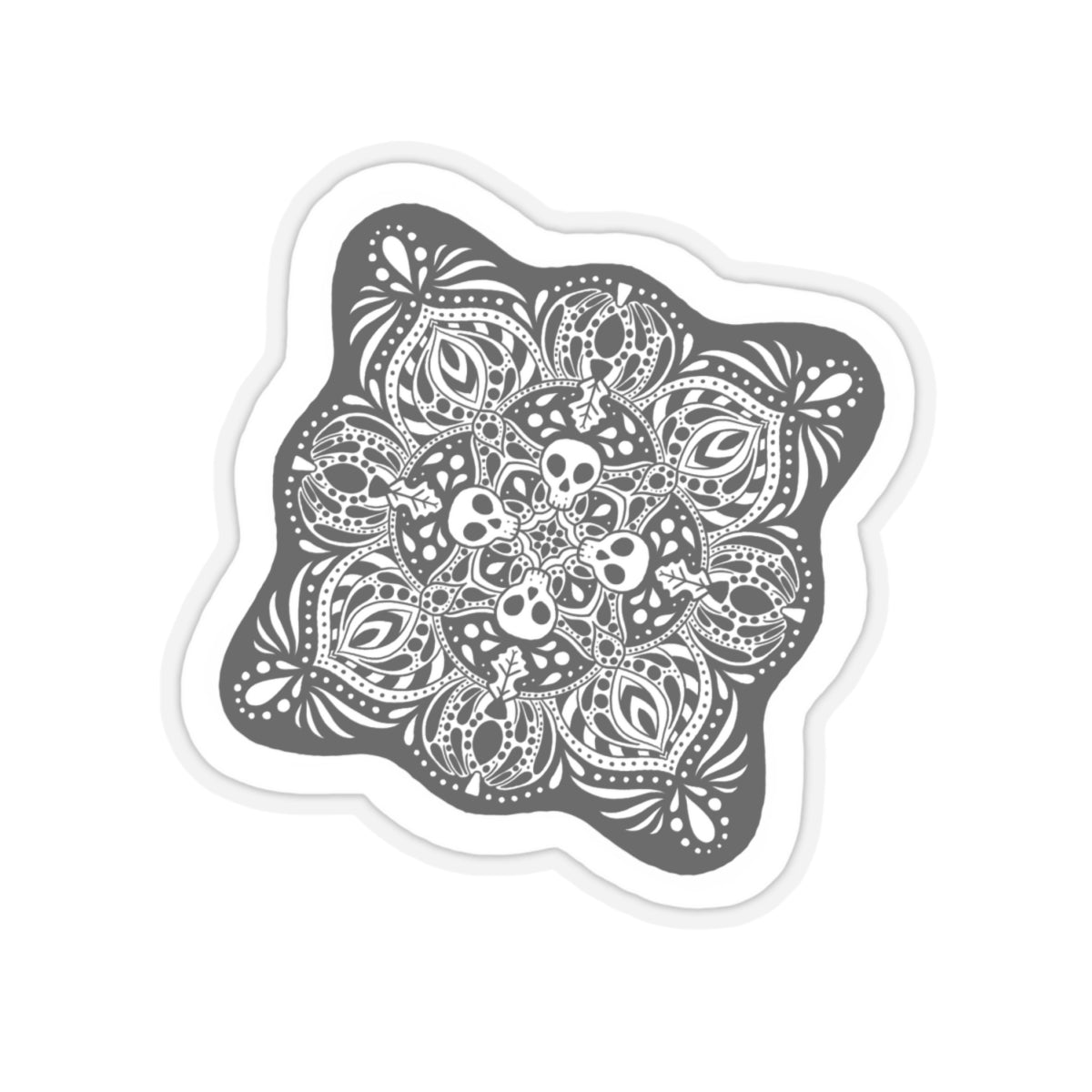 Spooky skull mandala Kiss-Cut Sticker Paper products Printify   