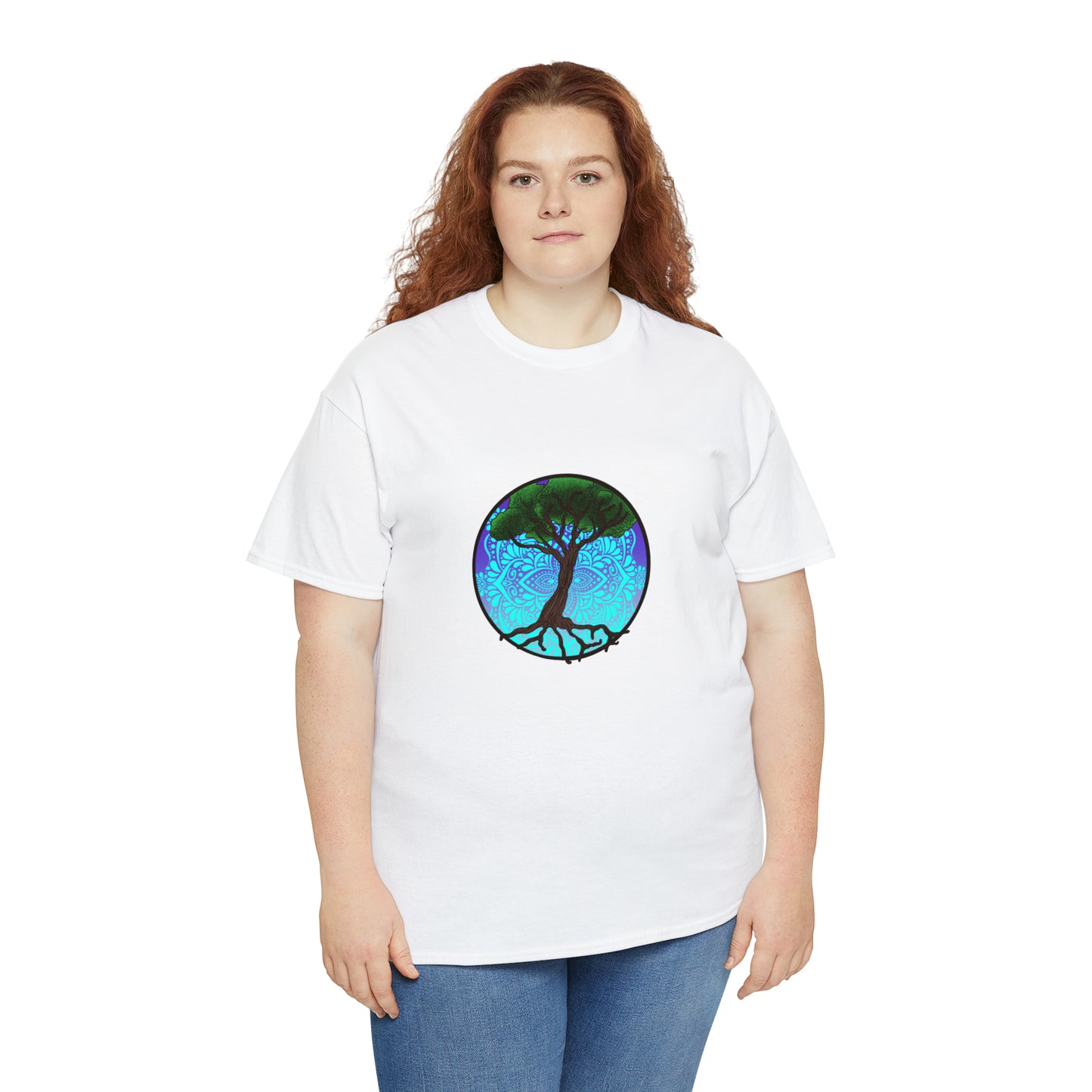 Tree of life Mandala Unisex Heavy Cotton Tee T-Shirt Printify   