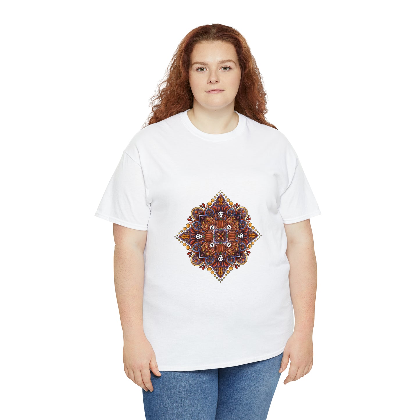 Fall Mandala Unisex Heavy Cotton Tee T-Shirt Printify   