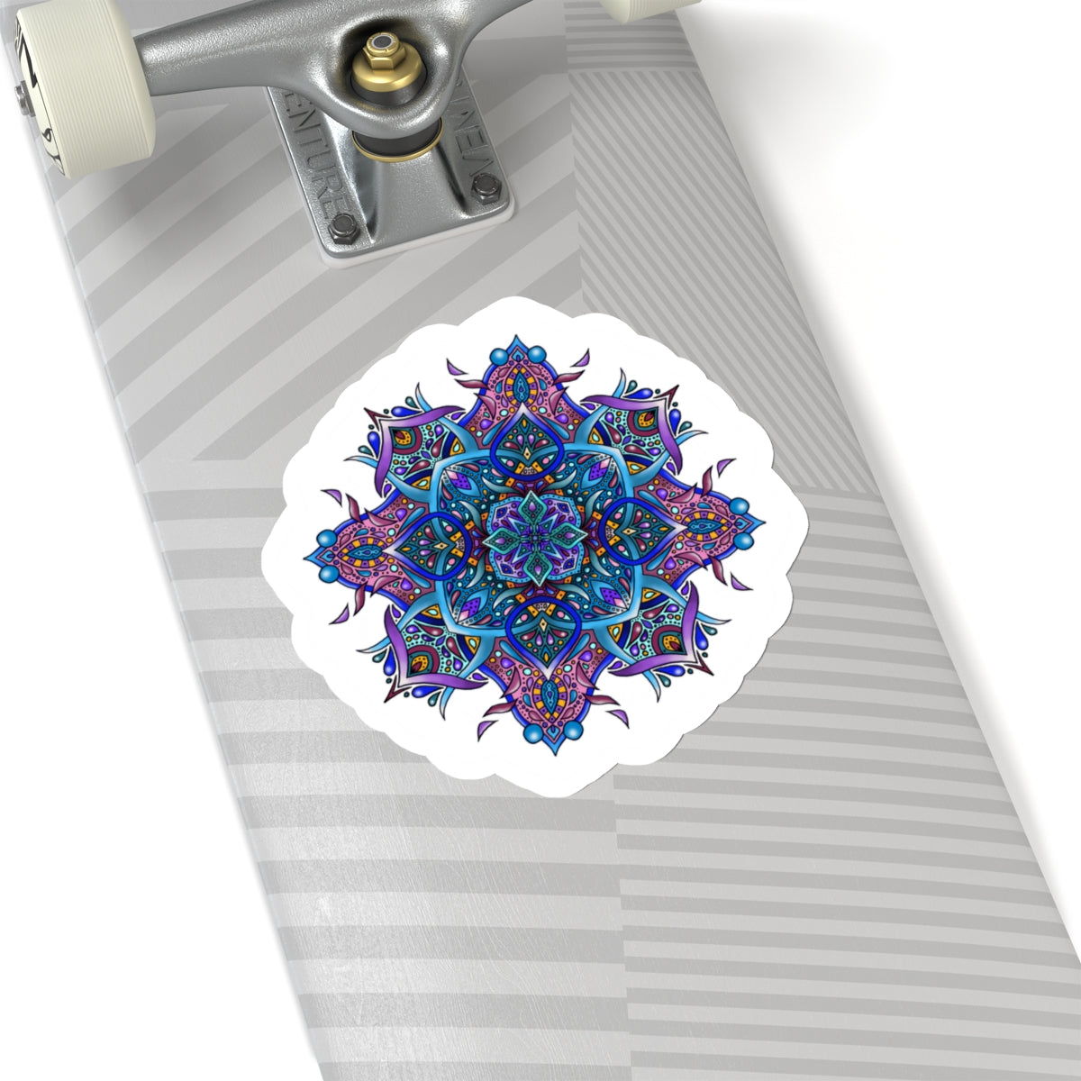 Purple and turquoise mandala Kiss-Cut Sticker Paper products Printify 6" × 6" White 