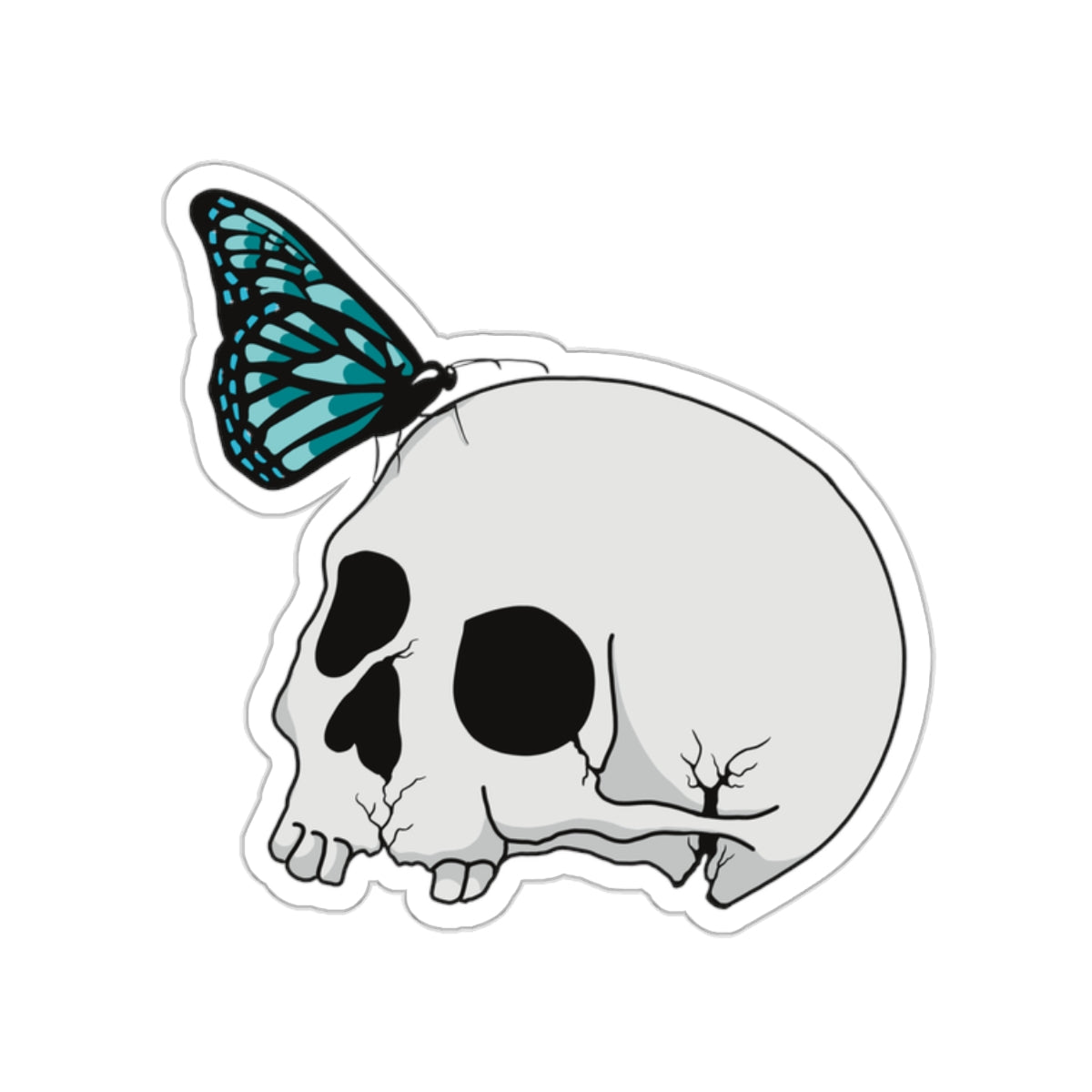 Skull and butterfly Kiss-Cut Stickers Paper products Printify   