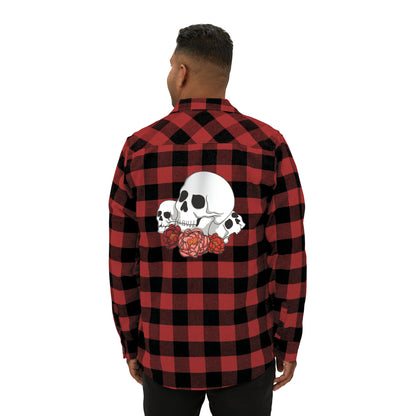 Skull and flowers flannel Long-sleeve Printify Red / Black XS 