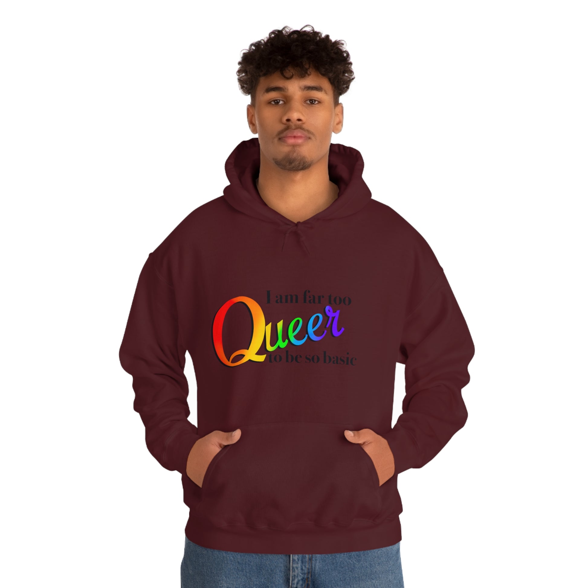 Far too queer Pride Unisex Heavy Blend™ Hooded Sweatshirt Hoodie Printify   