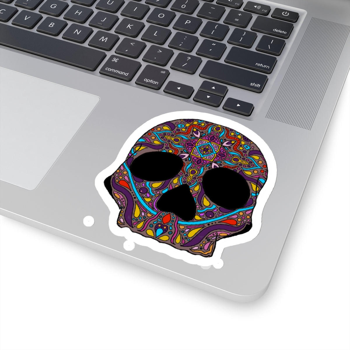 Skull mandala Kiss-Cut Sticker Paper products Printify 4" × 4" White 