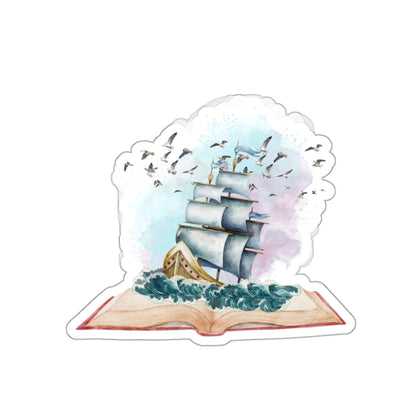 Sailing fantasy book Kiss-Cut Sticker Paper products Printify   