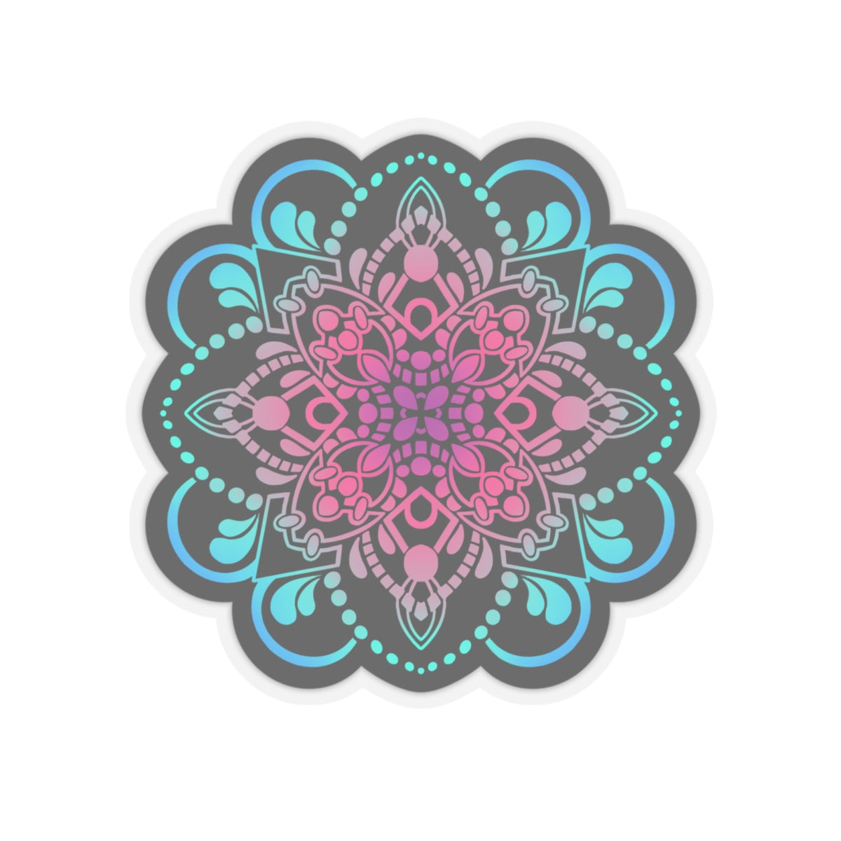 Pink and Turquoise mandala Kiss-Cut Sticker Paper products Printify   