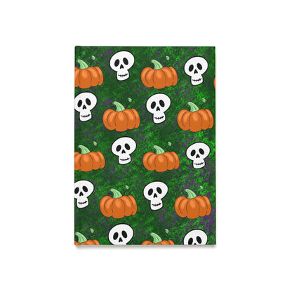 Skull and pumpkin Hardcover Journal (A5) Paper products Printify   