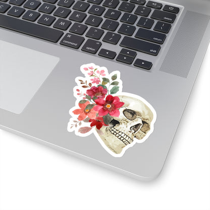 Skull floral bouquet Kiss-Cut Stickers