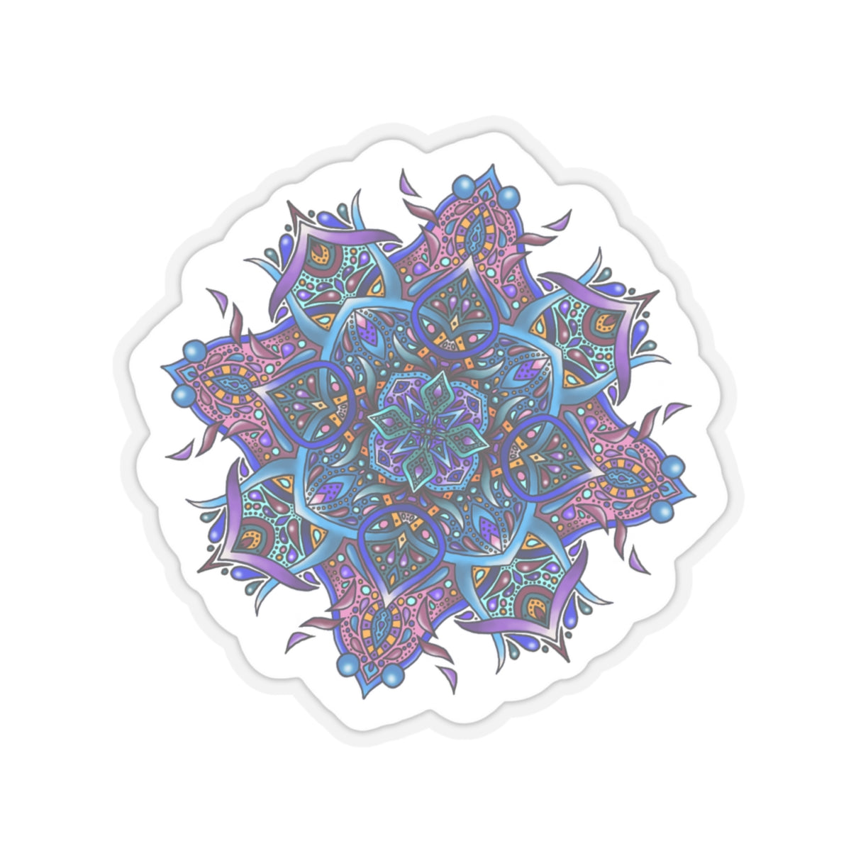 Purple and turquoise mandala Kiss-Cut Sticker Paper products Printify   