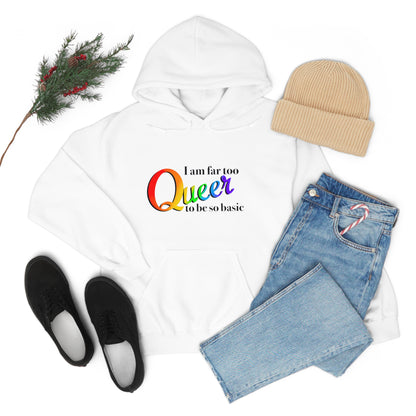 Far too queer Pride Unisex Heavy Blend™ Hooded Sweatshirt Hoodie Printify   