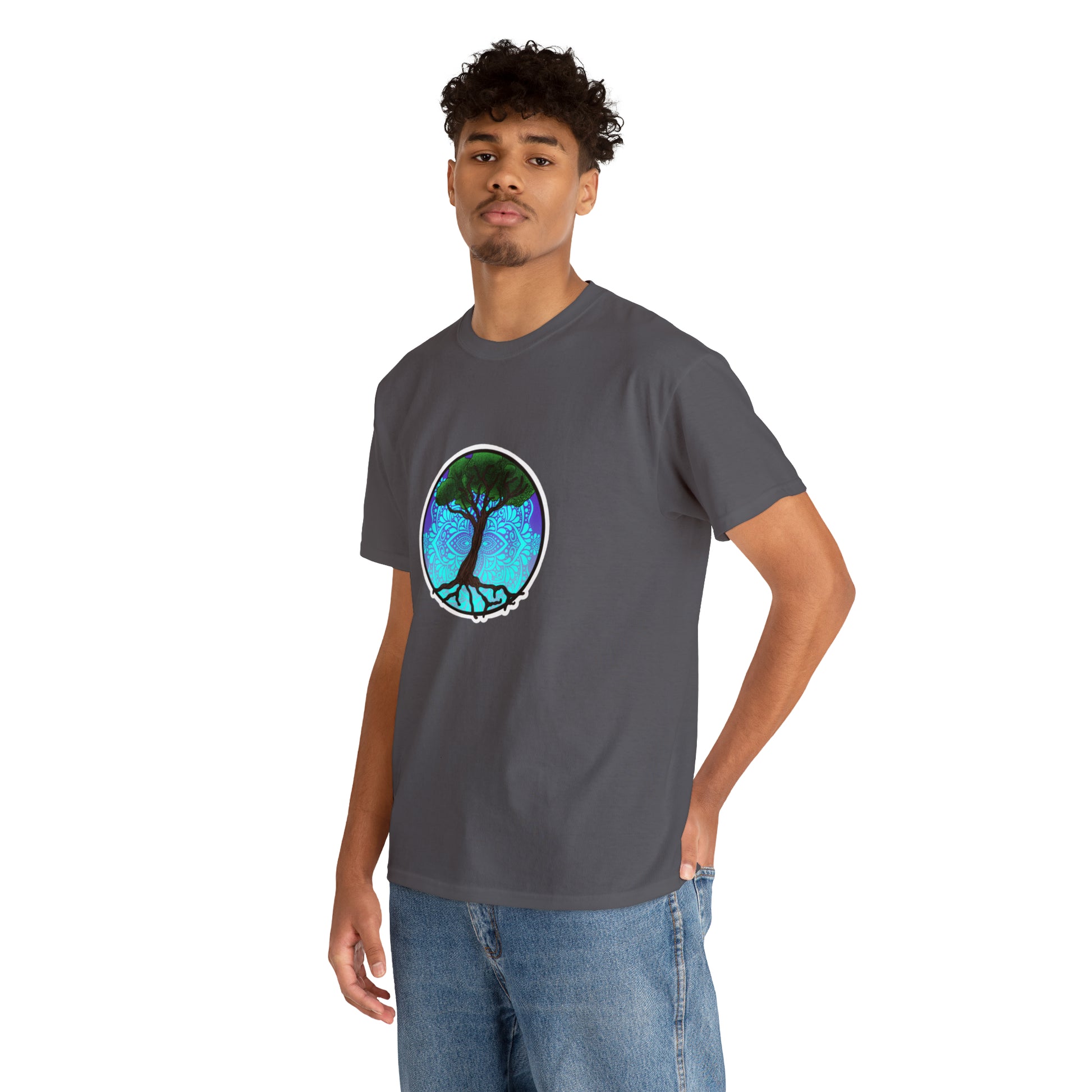 Tree of life Mandala Unisex Heavy Cotton Tee T-Shirt Printify   