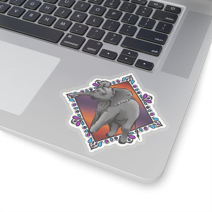 Baby elephant sunrise Kiss-Cut Sticker Paper products Printify 4" × 4" Transparent 