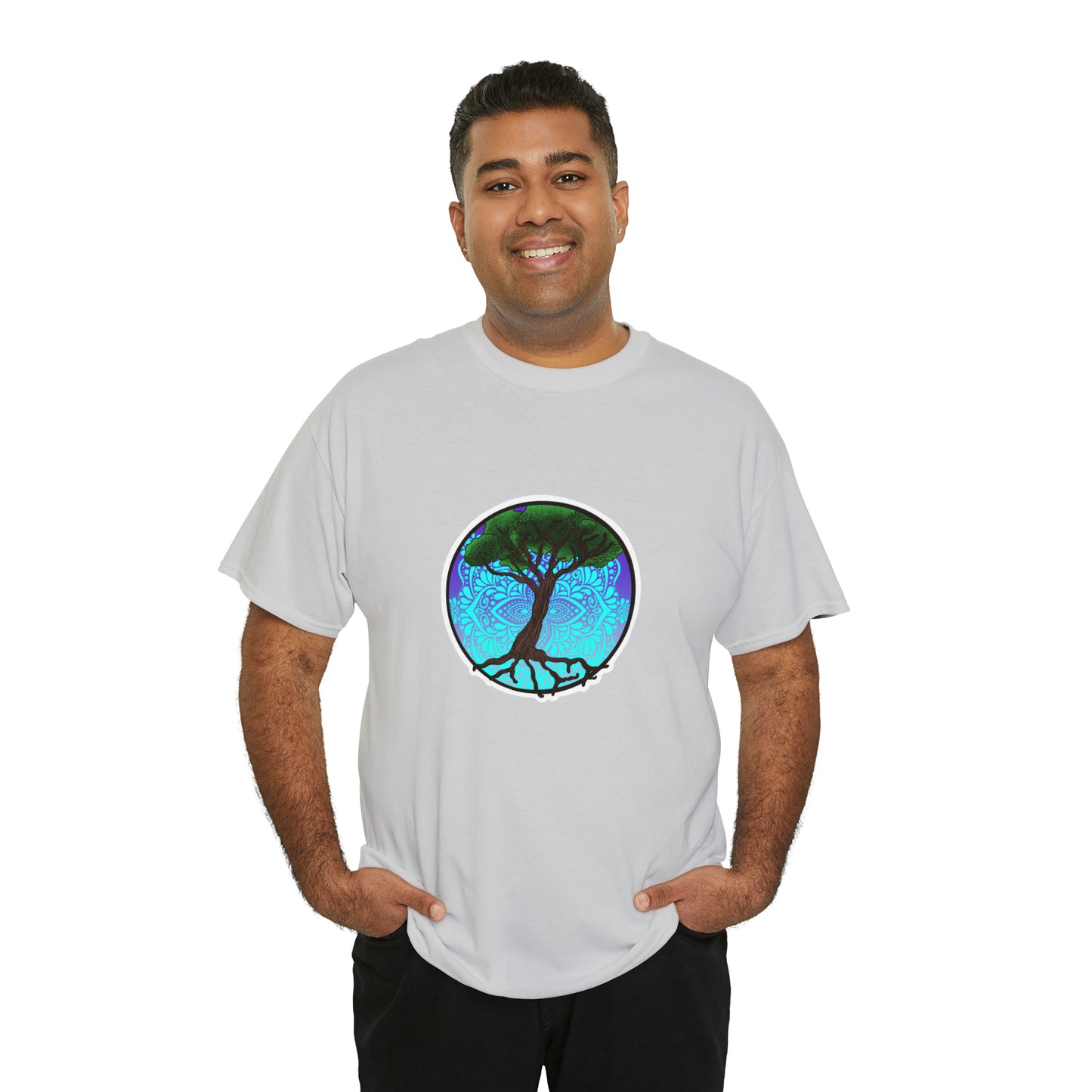 Tree of life Mandala Unisex Heavy Cotton Tee T-Shirt Printify   