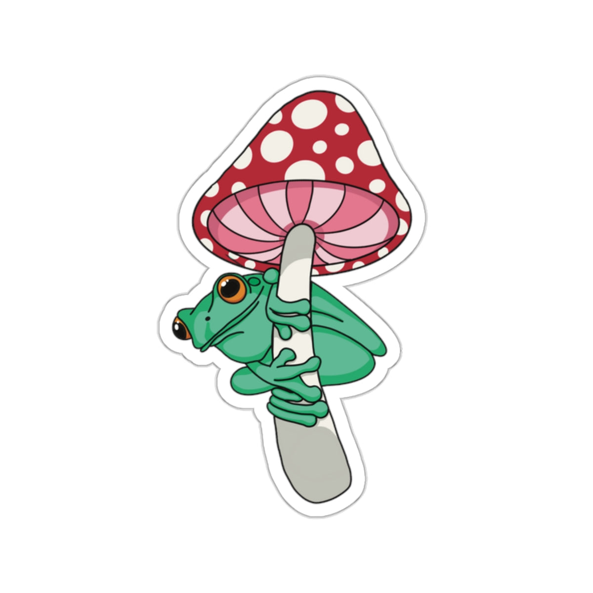 Frog under a toadstool Kiss-Cut Sticker Paper products Printify   