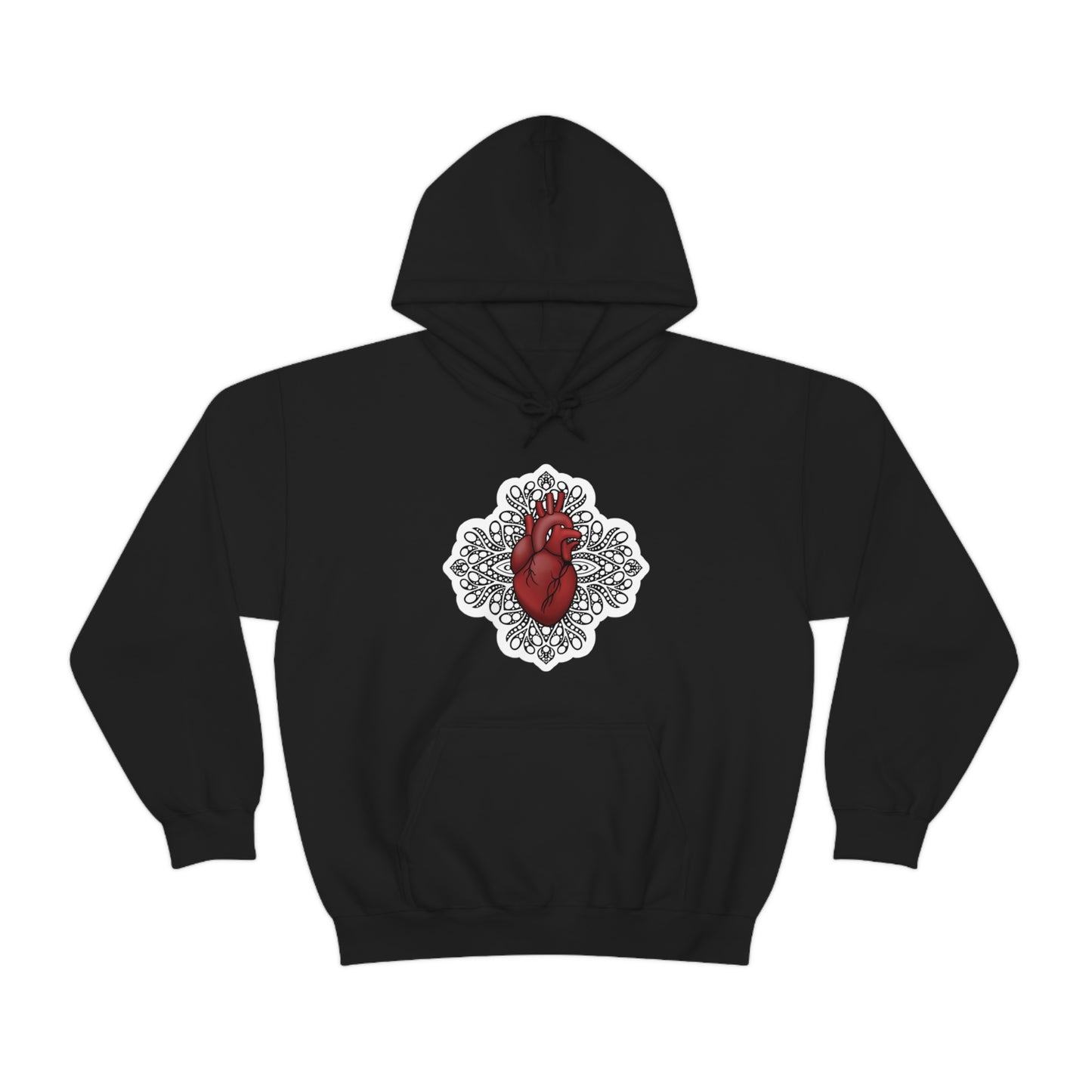 Anatomical Heart Mandala Unisex Heavy Blend™ Hooded Sweatshirt Hoodie Printify Black S 