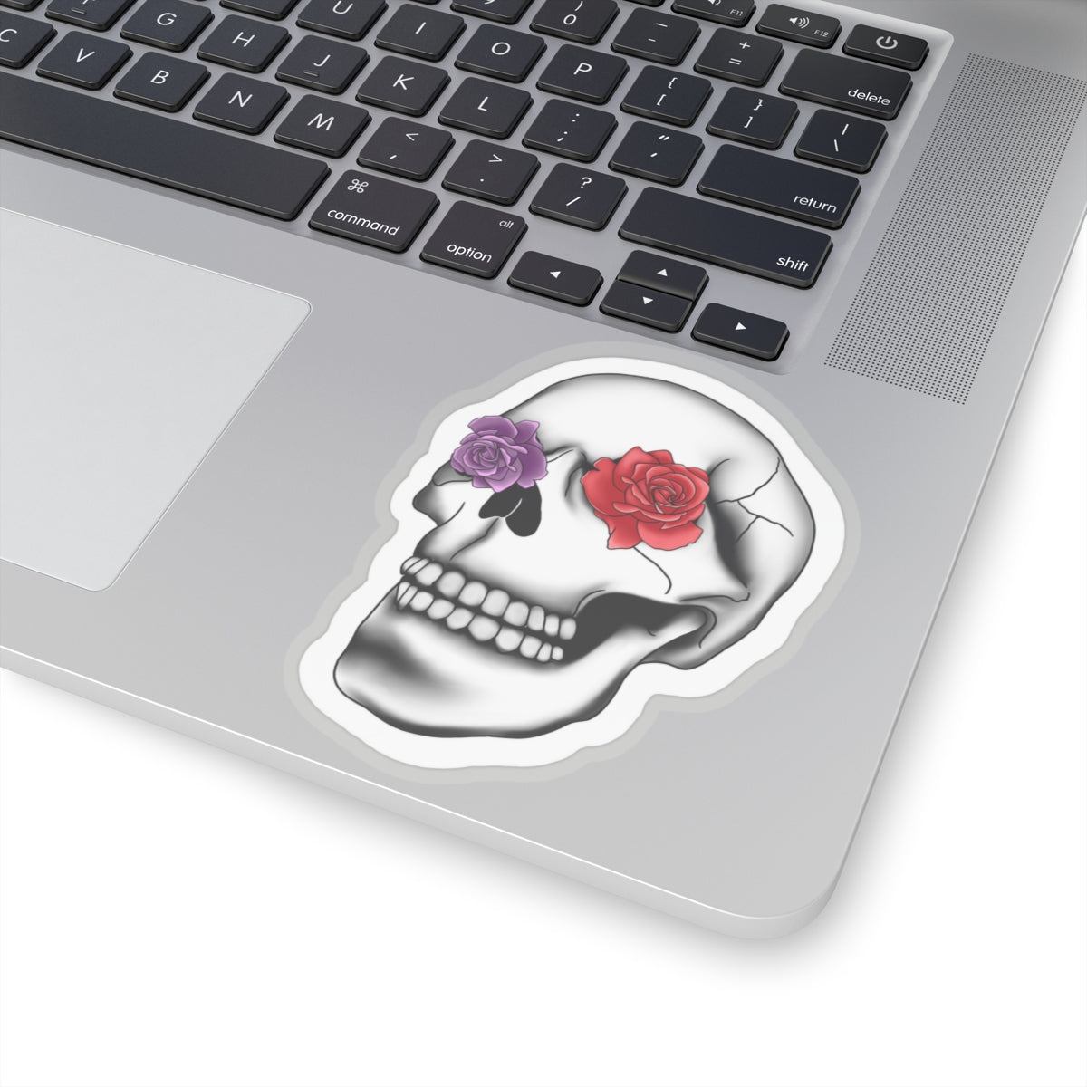 Rose skull Kiss-Cut Sticker Paper products Printify   