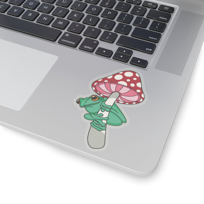 Frog under a toadstool Kiss-Cut Sticker Paper products Printify 4" × 4" Transparent 