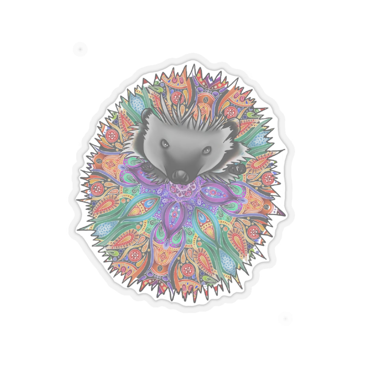 Mandala Hedgehog Kiss-Cut Sticker Paper products Printify   