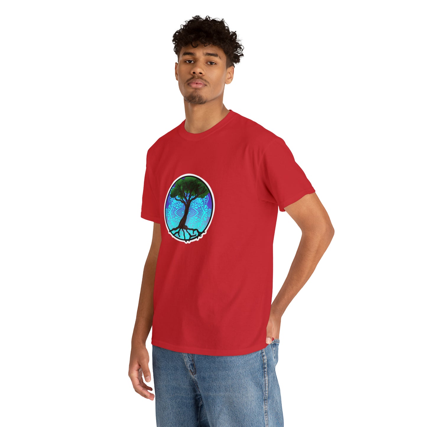 Tree of life Mandala Unisex Heavy Cotton Tee T-Shirt Printify   